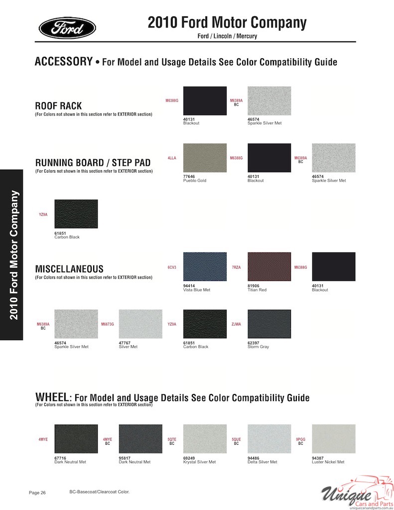 2001 Ford Paint Charts Sherwin-Williams 13
